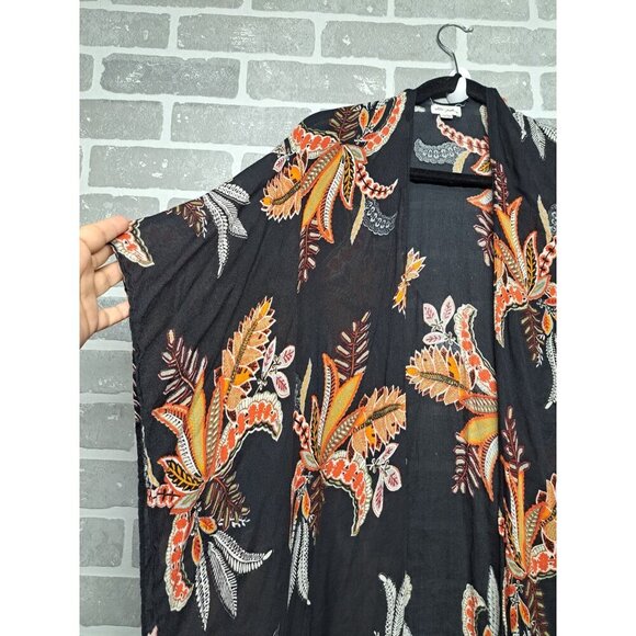 Ultra Pink Women’s Fringe Kimono Open-Front Floral Bohemian Multicolor Size 2X - Picture 2 of 10